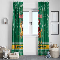 South Africa Christmas Window Curtain Santa Reindeer and Africa Map - Wonder Print Shop