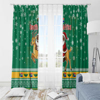 South Africa Christmas Window Curtain Santa Reindeer and Africa Map - Wonder Print Shop