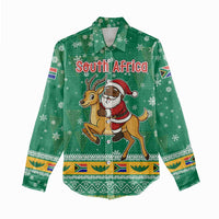 South Africa Christmas Women Casual Shirt Santa Reindeer and Africa Map - Wonder Print Shop