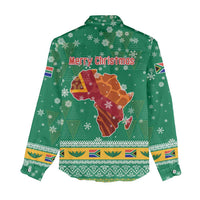 South Africa Christmas Women Casual Shirt Santa Reindeer and Africa Map - Wonder Print Shop