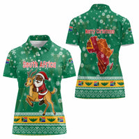 South Africa Christmas Women Polo Shirt Santa Reindeer and Africa Map - Wonder Print Shop