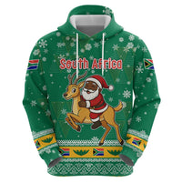 South Africa Christmas Zip Hoodie Santa Reindeer and Africa Map - Wonder Print Shop
