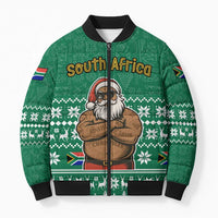 South Africa Christmas Bomber Puffer Jacket Christmas Santa Claus Tattoo - Wonder Print Shop