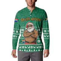 South Africa Christmas Button Sweatshirt Christmas Santa Claus Tattoo - Wonder Print Shop