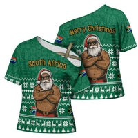 South Africa Christmas Cross Shoulder Shirt Christmas Santa Claus Tattoo - Wonder Print Shop