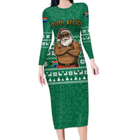 South Africa Christmas Family Matching Long Sleeve Bodycon Dress and Hawaiian Shirt Christmas Santa Claus Tattoo - Wonder Print Shop