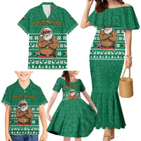 South Africa Christmas Family Matching Mermaid Dress and Hawaiian Shirt Christmas Santa Claus Tattoo - Wonder Print Shop
