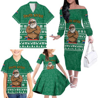 South Africa Christmas Family Matching Off The Shoulder Long Sleeve Dress and Hawaiian Shirt Christmas Santa Claus Tattoo - Wonder Print Shop