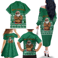 South Africa Christmas Family Matching Off The Shoulder Long Sleeve Dress and Hawaiian Shirt Christmas Santa Claus Tattoo - Wonder Print Shop