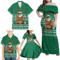 South Africa Christmas Family Matching Off Shoulder Maxi Dress and Hawaiian Shirt Christmas Santa Claus Tattoo - Wonder Print Shop