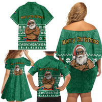 South Africa Christmas Family Matching Off Shoulder Short Dress and Hawaiian Shirt Christmas Santa Claus Tattoo - Wonder Print Shop