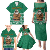 South Africa Christmas Family Matching Puletasi and Hawaiian Shirt Christmas Santa Claus Tattoo - Wonder Print Shop