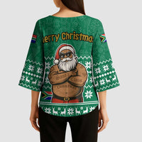 South Africa Christmas Kimono Sleeve Blouse Christmas Santa Claus Tattoo - Wonder Print Shop