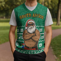 South Africa Christmas Knitted V-Neck Vest Christmas Santa Claus Tattoo - Wonder Print Shop