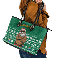 South Africa Christmas Leather Tote Bag Christmas Santa Claus Tattoo - Wonder Print Shop