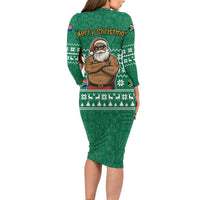South Africa Christmas Long Sleeve Bodycon Dress Christmas Santa Claus Tattoo - Wonder Print Shop
