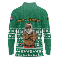 South Africa Christmas Long Sleeve Polo Shirt Christmas Santa Claus Tattoo - Wonder Print Shop