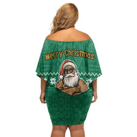 South Africa Christmas Off Shoulder Short Dress Christmas Santa Claus Tattoo - Wonder Print Shop