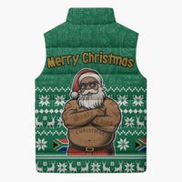 South Africa Christmas Sleeveless Puffer Jacket Christmas Santa Claus Tattoo - Wonder Print Shop