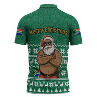 South Africa Christmas Zipper Polo Shirt Christmas Santa Claus Tattoo - Wonder Print Shop