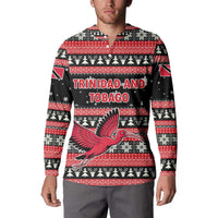 Trinidad and Tobago Christmas Button Sweatshirt Bird and Coat of Arms Design - Wonder Print Shop