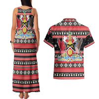 Trinidad and Tobago Christmas Couples Matching Tank Maxi Dress and Hawaiian Shirt Bird and Coat of Arms Design - Wonder Print Shop