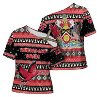 Trinidad and Tobago Christmas Cross Shoulder Shirt Bird and Coat of Arms Design - Wonder Print Shop