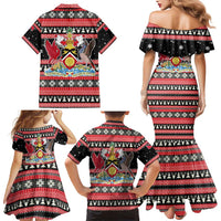 Trinidad and Tobago Christmas Family Matching Mermaid Dress and Hawaiian Shirt Bird and Coat of Arms Design - Wonder Print Shop