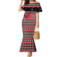 Trinidad and Tobago Christmas Family Matching Mermaid Dress and Hawaiian Shirt Bird and Coat of Arms Design - Wonder Print Shop