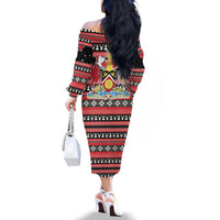 Trinidad and Tobago Christmas Family Matching Off The Shoulder Long Sleeve Dress and Hawaiian Shirt Bird and Coat of Arms Design - Wonder Print Shop