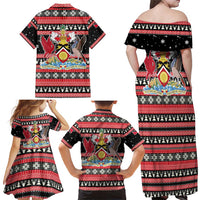 Trinidad and Tobago Christmas Family Matching Off Shoulder Maxi Dress and Hawaiian Shirt Bird and Coat of Arms Design - Wonder Print Shop