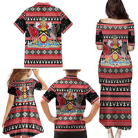 Trinidad and Tobago Christmas Family Matching Puletasi and Hawaiian Shirt Bird and Coat of Arms Design - Wonder Print Shop