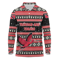 Trinidad and Tobago Christmas Long Sleeve Polo Shirt Bird and Coat of Arms Design - Wonder Print Shop