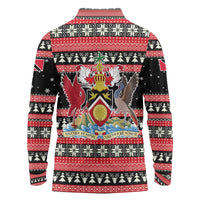 Trinidad and Tobago Christmas Long Sleeve Polo Shirt Bird and Coat of Arms Design - Wonder Print Shop