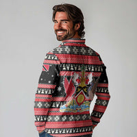 Trinidad and Tobago Christmas Long Sleeve Polo Shirt Bird and Coat of Arms Design - Wonder Print Shop