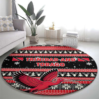 Trinidad and Tobago Christmas Round Carpet Bird and Coat of Arms Design - Wonder Print Shop