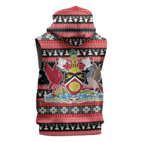 Trinidad and Tobago Christmas Sleeveless Zip Hoodie Bird and Coat of Arms Design - Wonder Print Shop