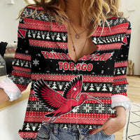 Trinidad and Tobago Christmas Women Casual Shirt Bird and Coat of Arms Design - Wonder Print Shop
