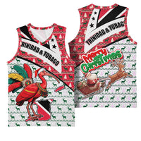 Trinidad and Tobago Christmas Basketball Jersey Christmas Bird Santa and Reindeer Design - Wonder Print Shop