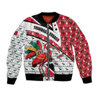 Trinidad and Tobago Christmas Bomber Jacket Christmas Bird Santa and Reindeer Design - Wonder Print Shop