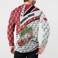 Trinidad and Tobago Christmas Button Sweatshirt Christmas Bird Santa and Reindeer Design - Wonder Print Shop