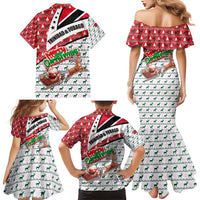 Trinidad and Tobago Christmas Family Matching Mermaid Dress and Hawaiian Shirt Christmas Bird Santa and Reindeer Design - Wonder Print Shop