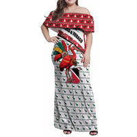 Trinidad and Tobago Christmas Family Matching Off Shoulder Maxi Dress and Hawaiian Shirt Christmas Bird Santa and Reindeer Design - Wonder Print Shop
