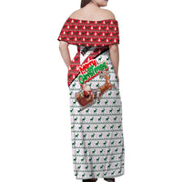 Trinidad and Tobago Christmas Family Matching Off Shoulder Maxi Dress and Hawaiian Shirt Christmas Bird Santa and Reindeer Design - Wonder Print Shop