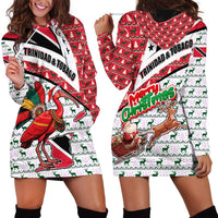 Trinidad and Tobago Christmas Hoodie Dress Christmas Bird Santa and Reindeer Design - Wonder Print Shop