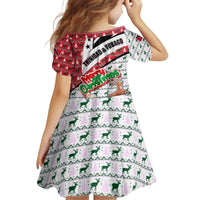 Trinidad and Tobago Christmas Kid Short Sleeve Dress Christmas Bird Santa and Reindeer Design - Wonder Print Shop