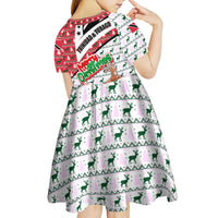 Trinidad and Tobago Christmas Kid Short Sleeve Dress Christmas Bird Santa and Reindeer Design - Wonder Print Shop