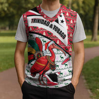 Trinidad and Tobago Christmas Knitted V-Neck Vest Christmas Bird Santa and Reindeer Design - Wonder Print Shop