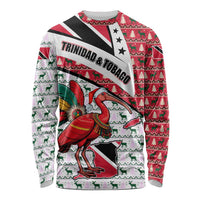 Trinidad and Tobago Christmas Long Sleeve Shirt Christmas Bird Santa and Reindeer Design - Wonder Print Shop
