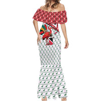 Trinidad and Tobago Christmas Mermaid Dress Christmas Bird Santa and Reindeer Design - Wonder Print Shop